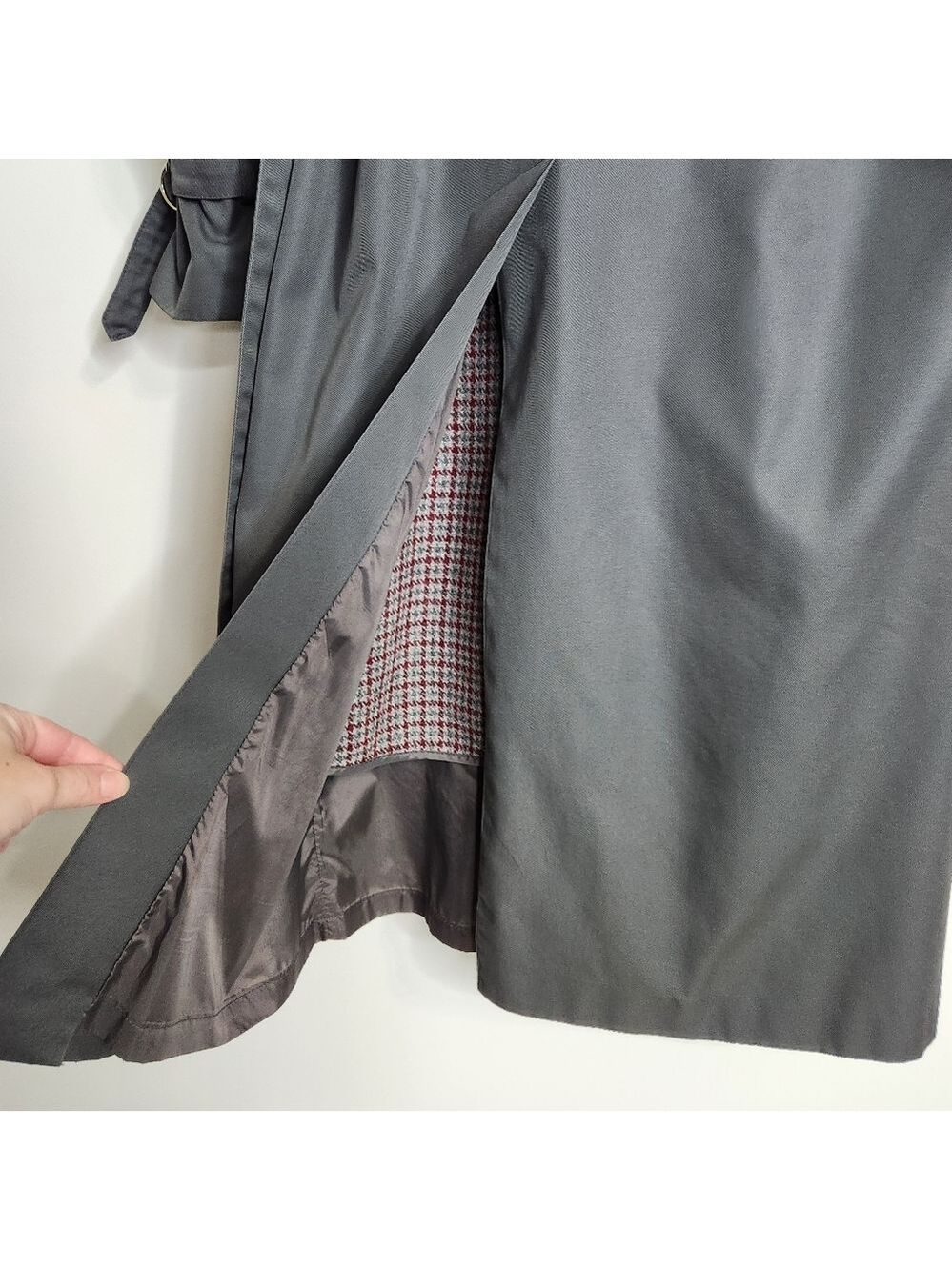 Vintage Hudson Bay Dark Grey Removable Liner Trenchcoat Size 12 - Picture 9 of 16